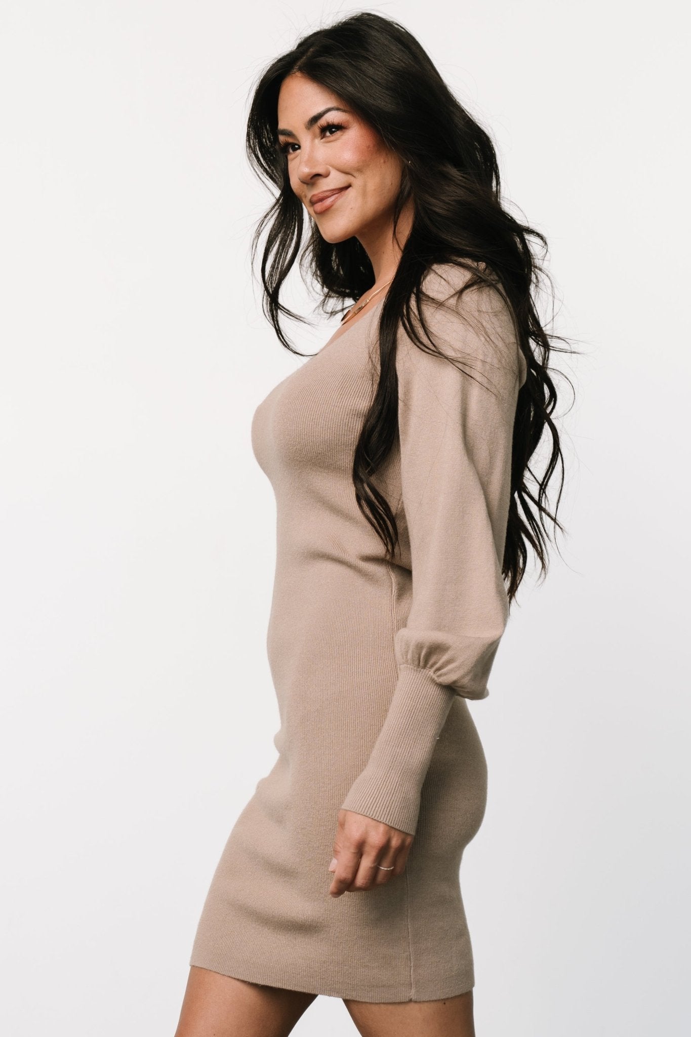 Suki V Neck Sweater Dress | Baltic Born Mocha