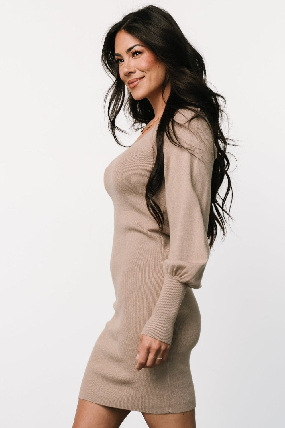 Suki V Neck Sweater Dress | Baltic Born Mocha