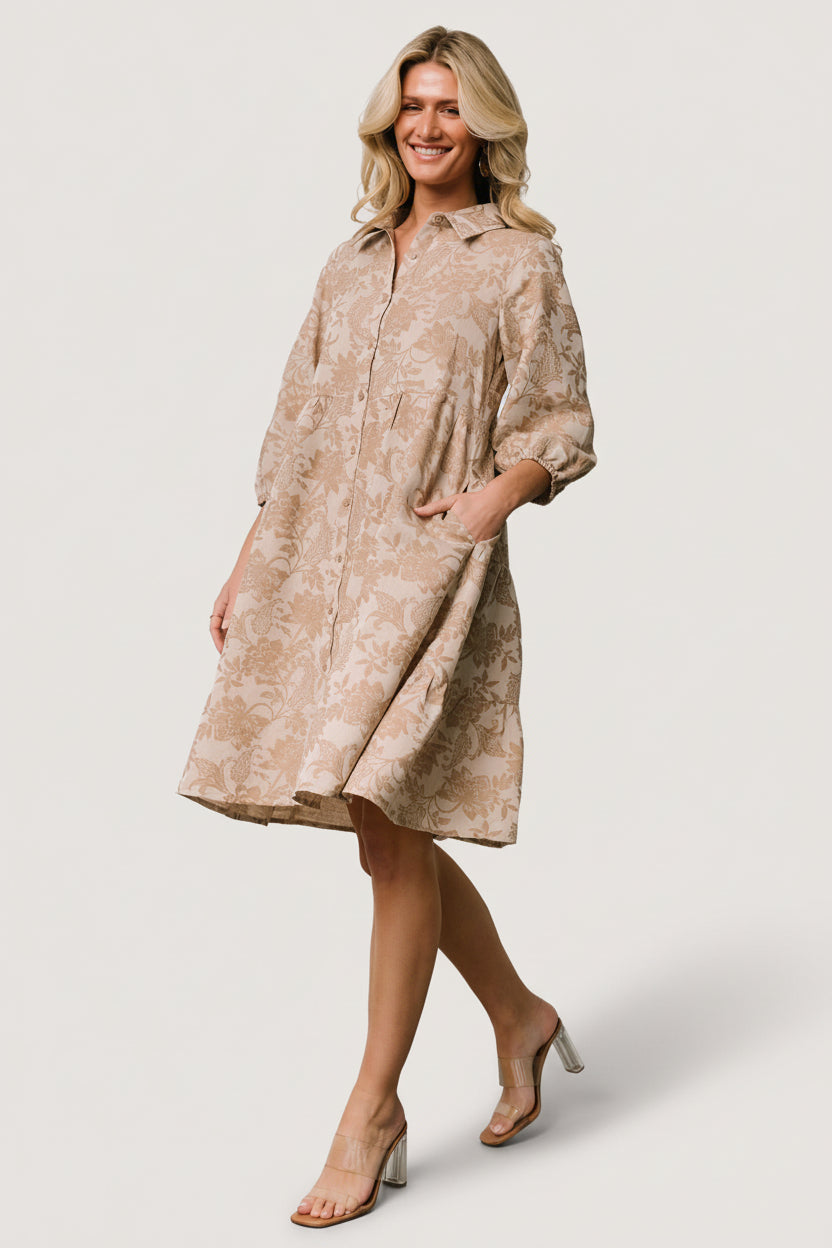 Dakota Babydoll Dress | Baltic Born Taupe Print