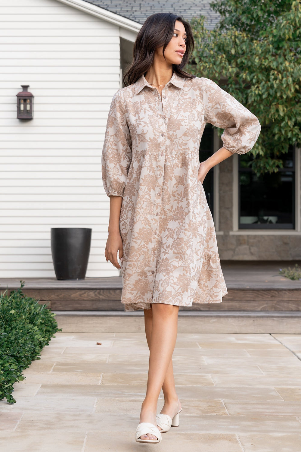 Dakota Babydoll Dress | Baltic Born Taupe Print