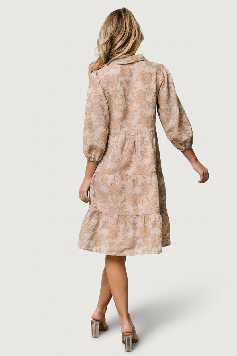 Dakota Babydoll Dress | Baltic Born Taupe Print