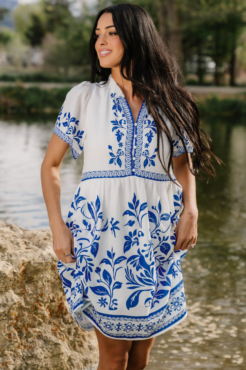 Palomina Short Dress | Baltic Born Cobalt Print