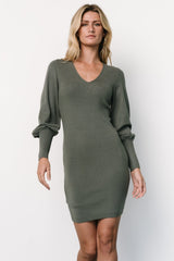 Suki V Neck Sweater Dress | Baltic Born Winter Green