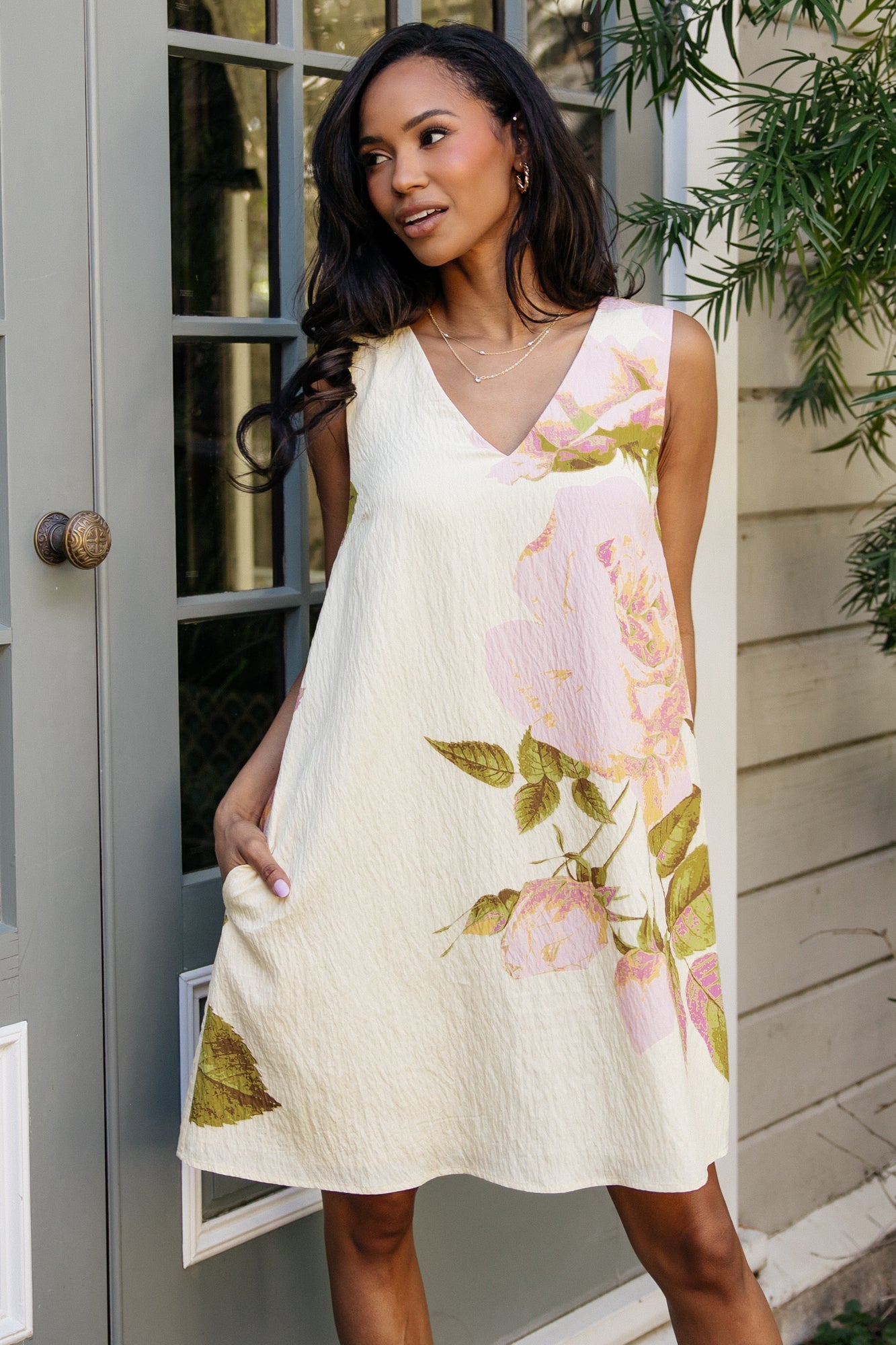 Beatriz Short Dress | Baltic Born Yellow + Pink Floral