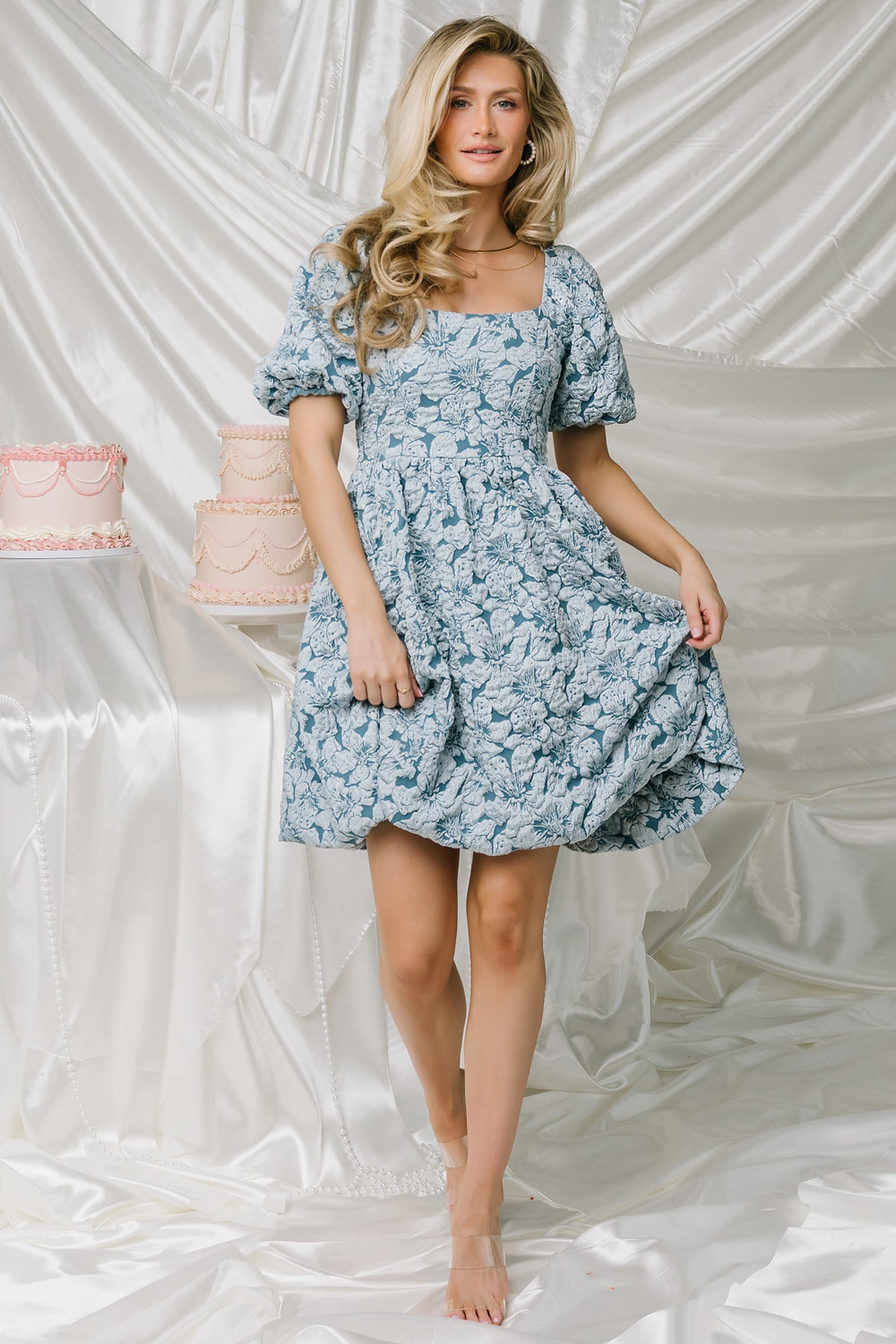 Enchanted Jacquard Dress | Baltic Born Dusty Blue