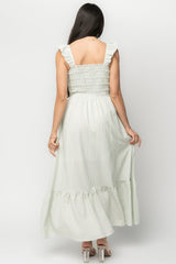 Jenny Smocked Maxi Dress | Baltic Born Sage + White