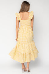 Campbell Gingham Maxi Dress | Baltic Born Yellow + White