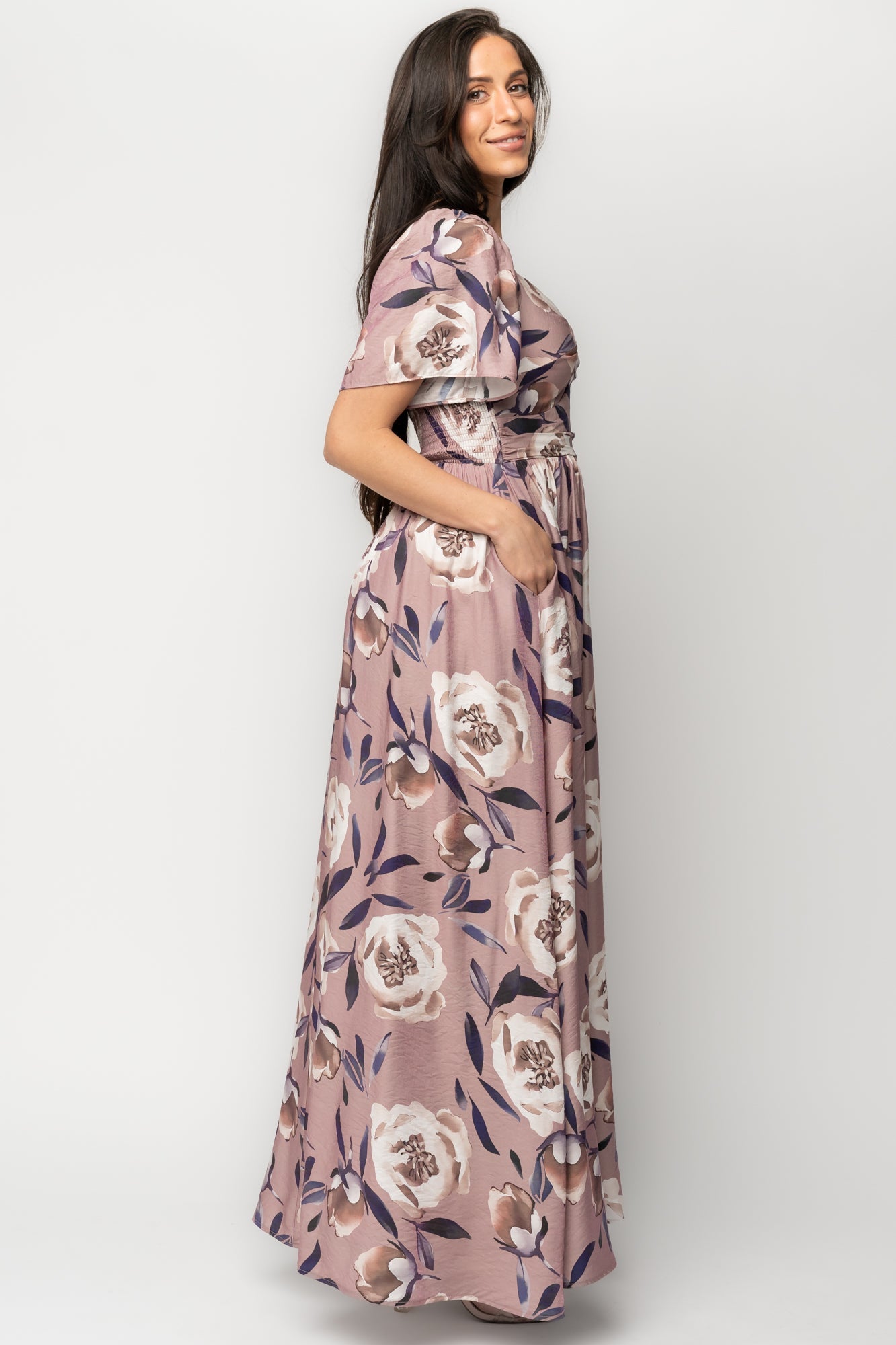 Aveline Maxi Dress | Baltic Born Dusty Mauve Floral