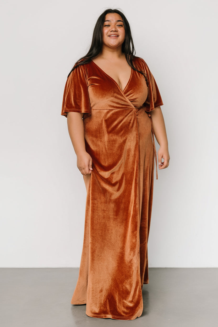 Meghan Velvet Wrap Maxi Dress | Baltic Born Spice