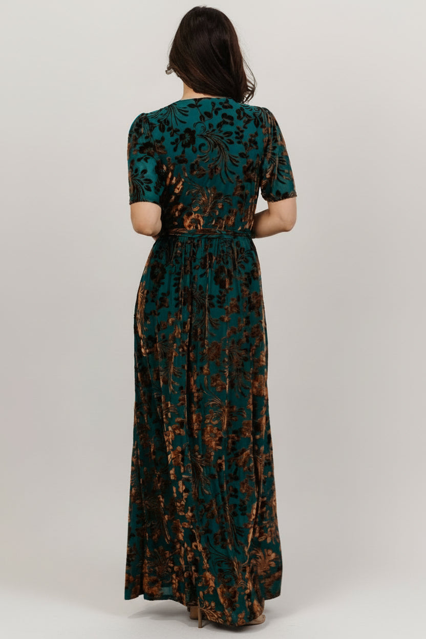 Uma Velvet Maxi Dress | Baltic Born Bronze + Jade