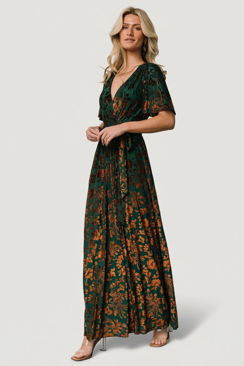 Uma Velvet Maxi Dress | Baltic Born Bronze + Jade
