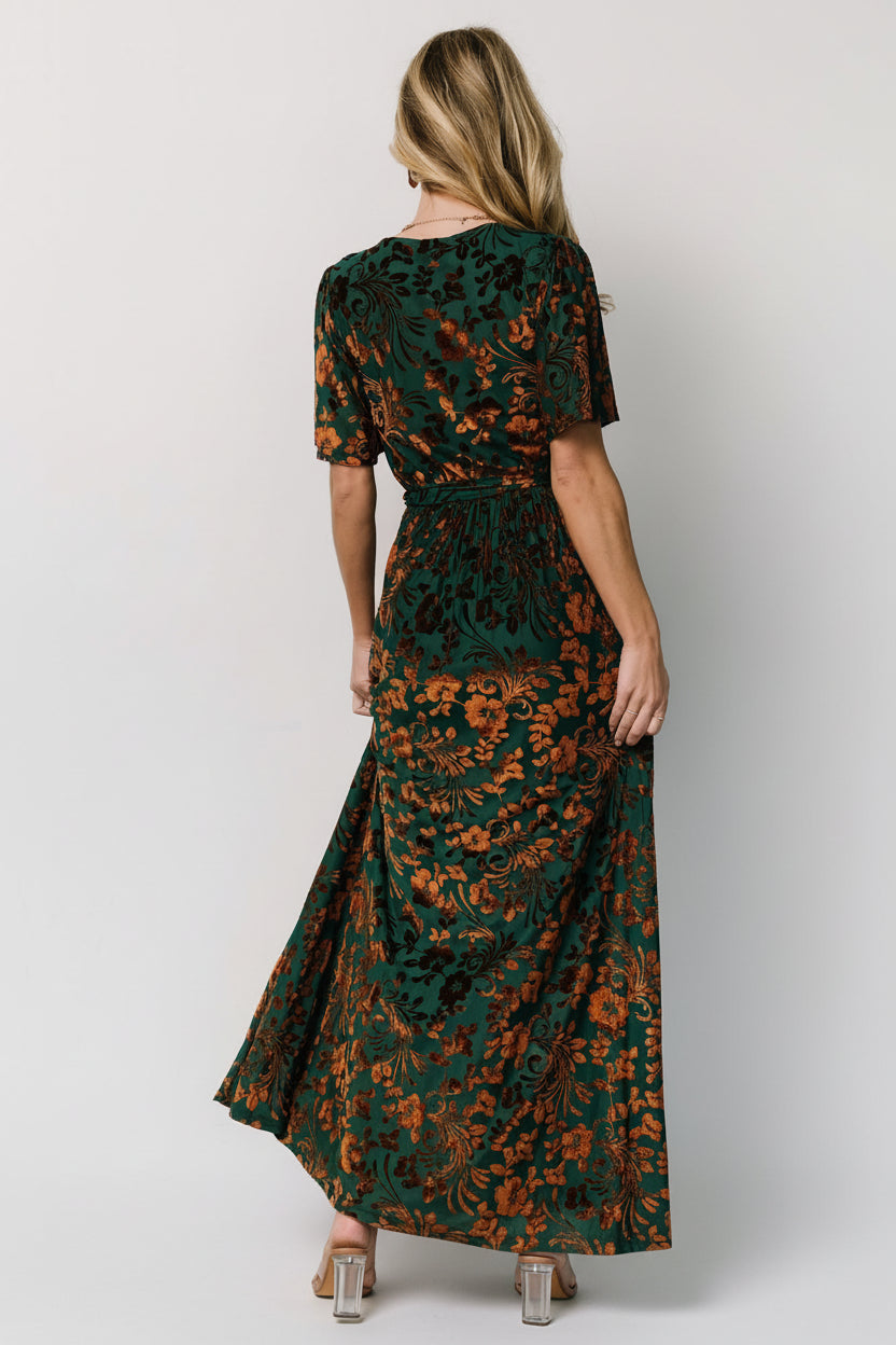 Uma Velvet Maxi Dress | Baltic Born Bronze + Jade