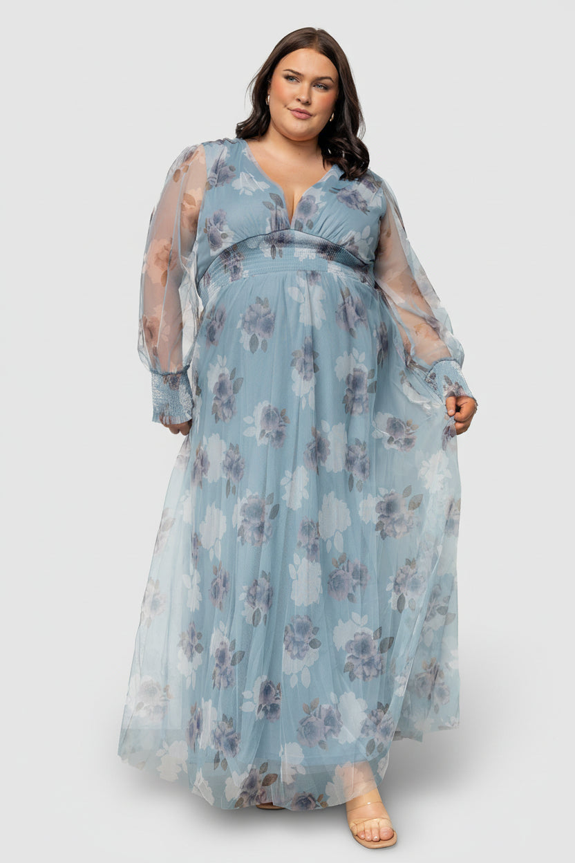 Layla Tulle Maxi Dress | Baltic Born Light Blue Floral