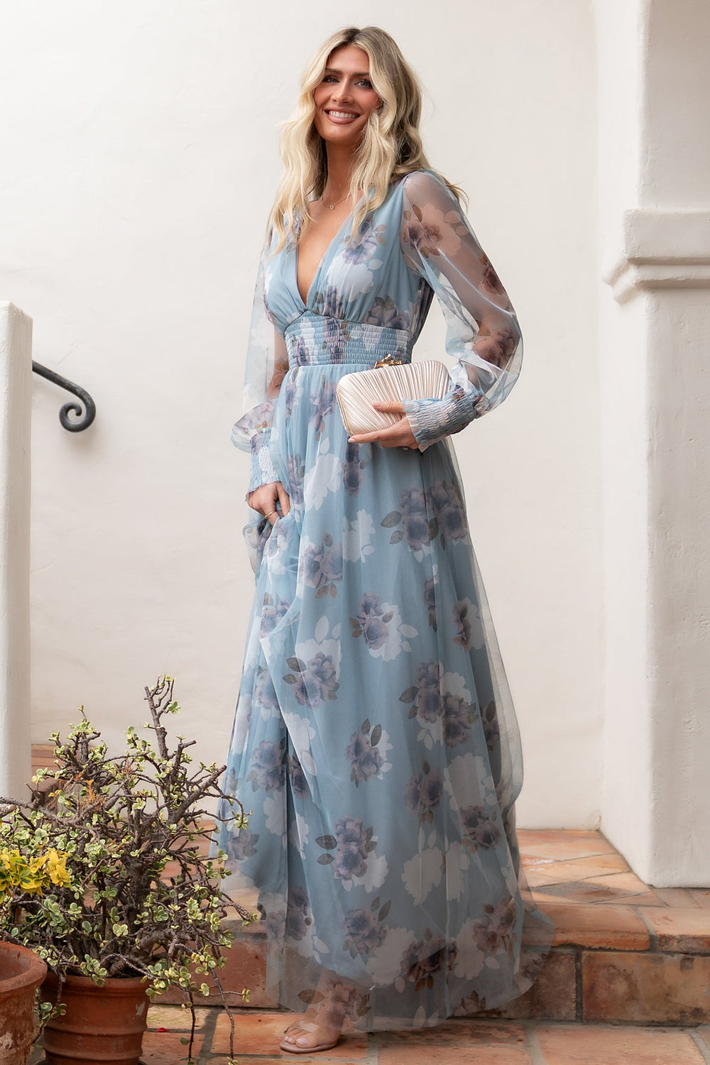 Layla Tulle Maxi Dress | Baltic Born Light Blue Floral
