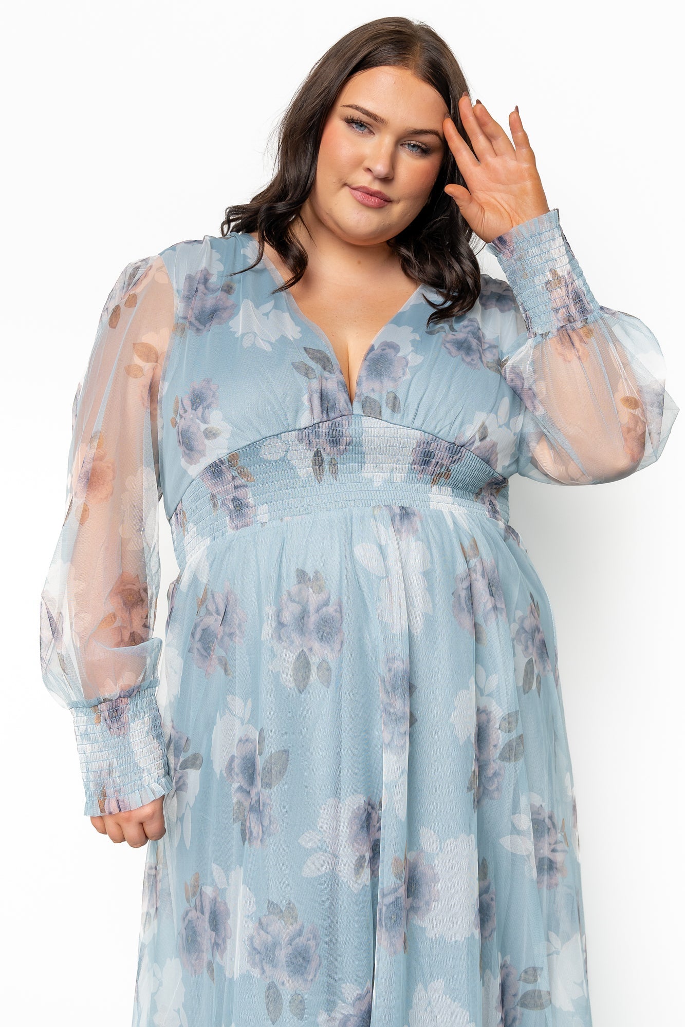 Layla Tulle Maxi Dress | Baltic Born Light Blue Floral