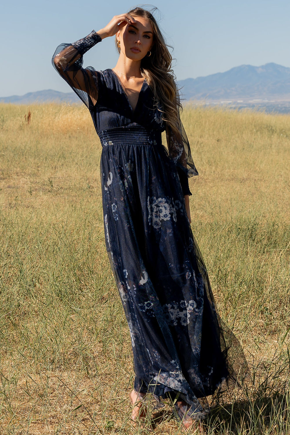 Layla Tulle Maxi Dress | Baltic Born Navy Multi