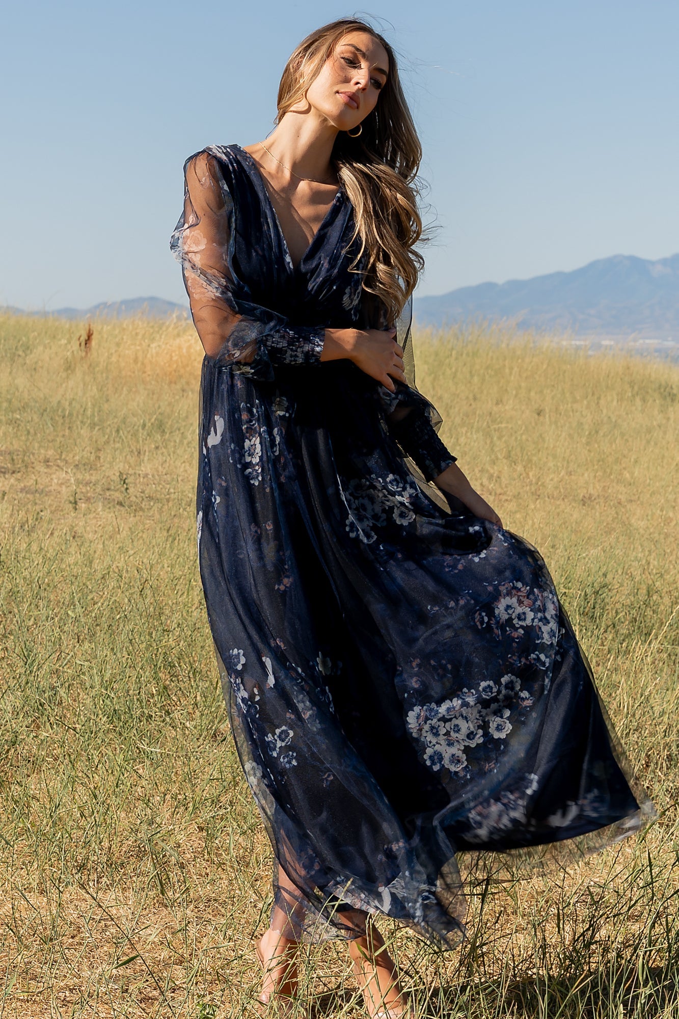 Layla Tulle Maxi Dress | Baltic Born Navy Multi