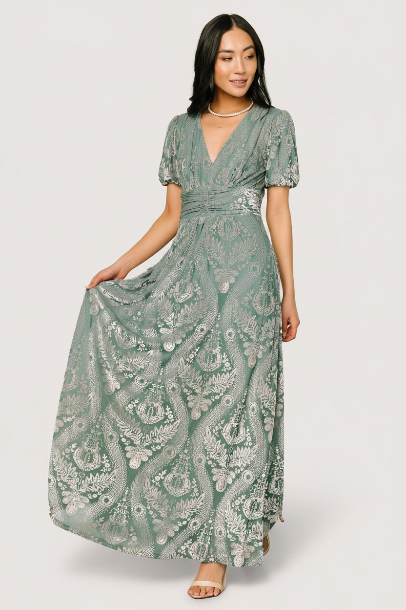 Leslie Velvet Maxi Dress | Baltic Born Sage + Silver