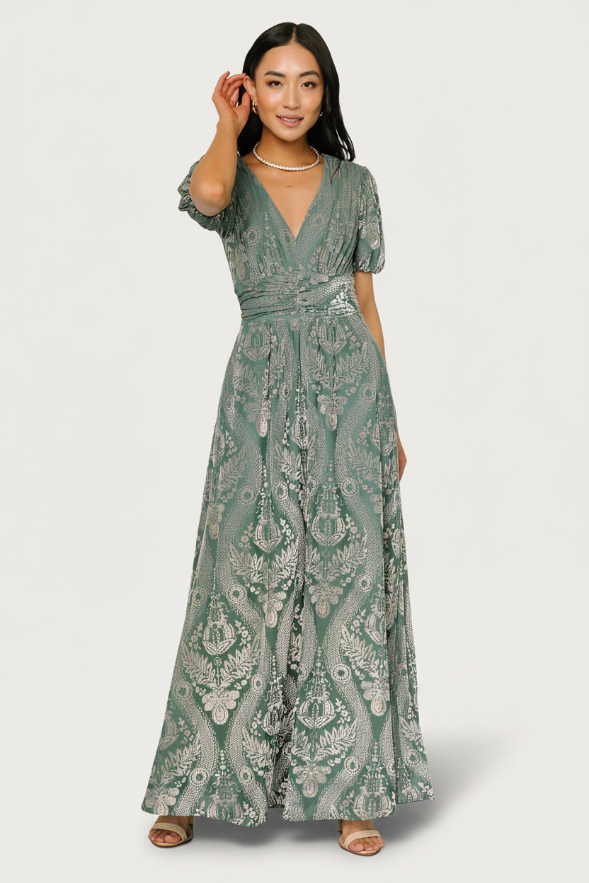 Leslie Velvet Maxi Dress | Baltic Born Sage + Silver