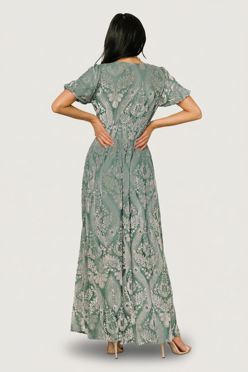 Leslie Velvet Maxi Dress | Baltic Born Sage + Silver