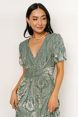 Leslie Velvet Maxi Dress | Baltic Born Sage + Silver