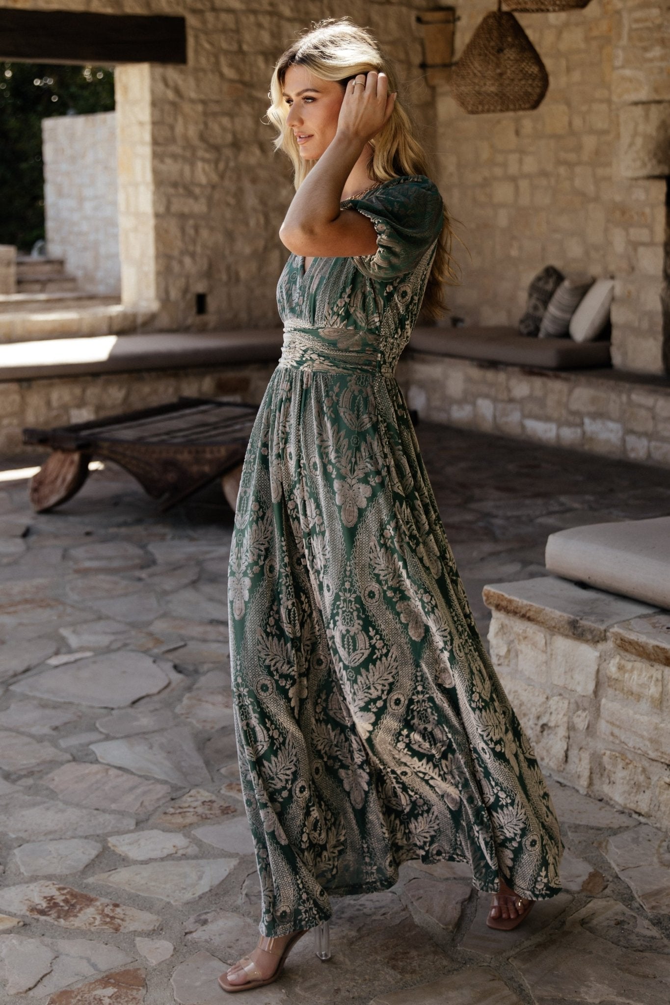 Leslie Velvet Maxi Dress | Baltic Born Sage + Silver
