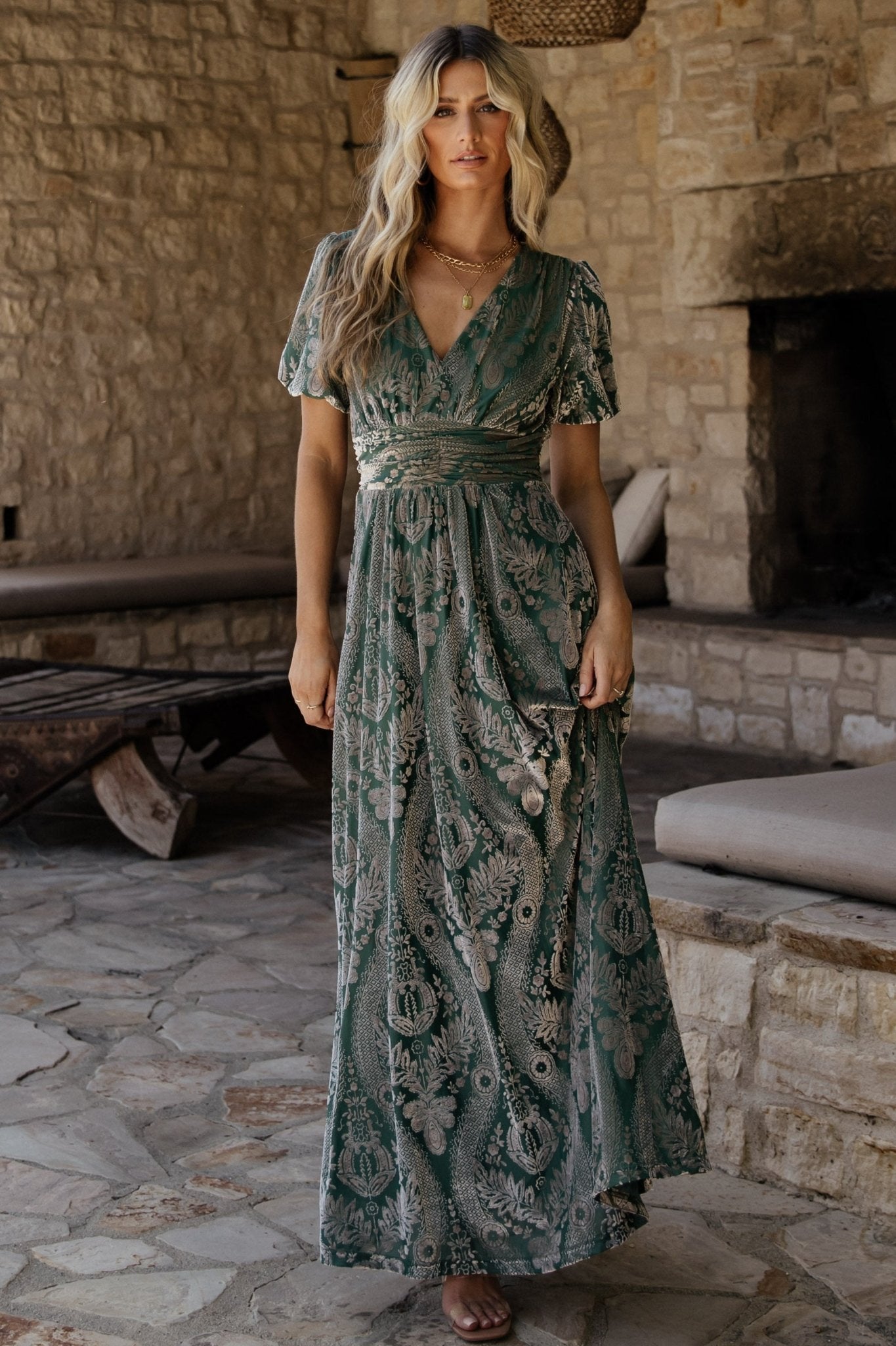Leslie Velvet Maxi Dress | Baltic Born Sage + Silver