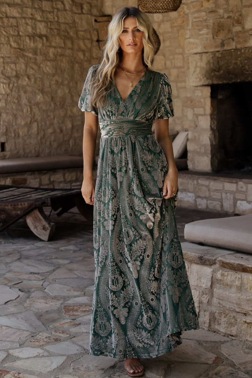 Leslie Velvet Maxi Dress | Baltic Born Sage + Silver