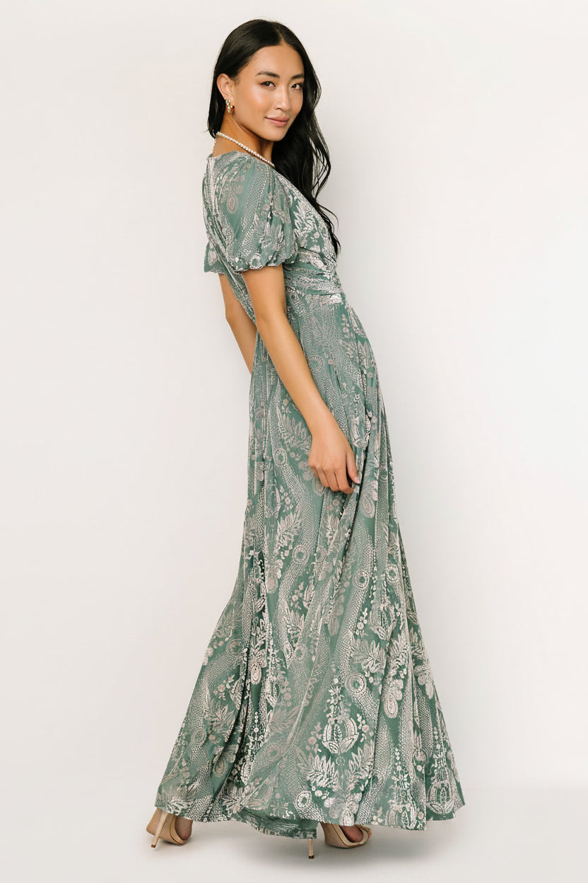 Leslie Velvet Maxi Dress | Baltic Born Sage + Silver