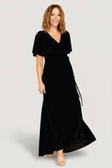 Katelyn Velvet Maxi Wrap Dress | Baltic Born Black