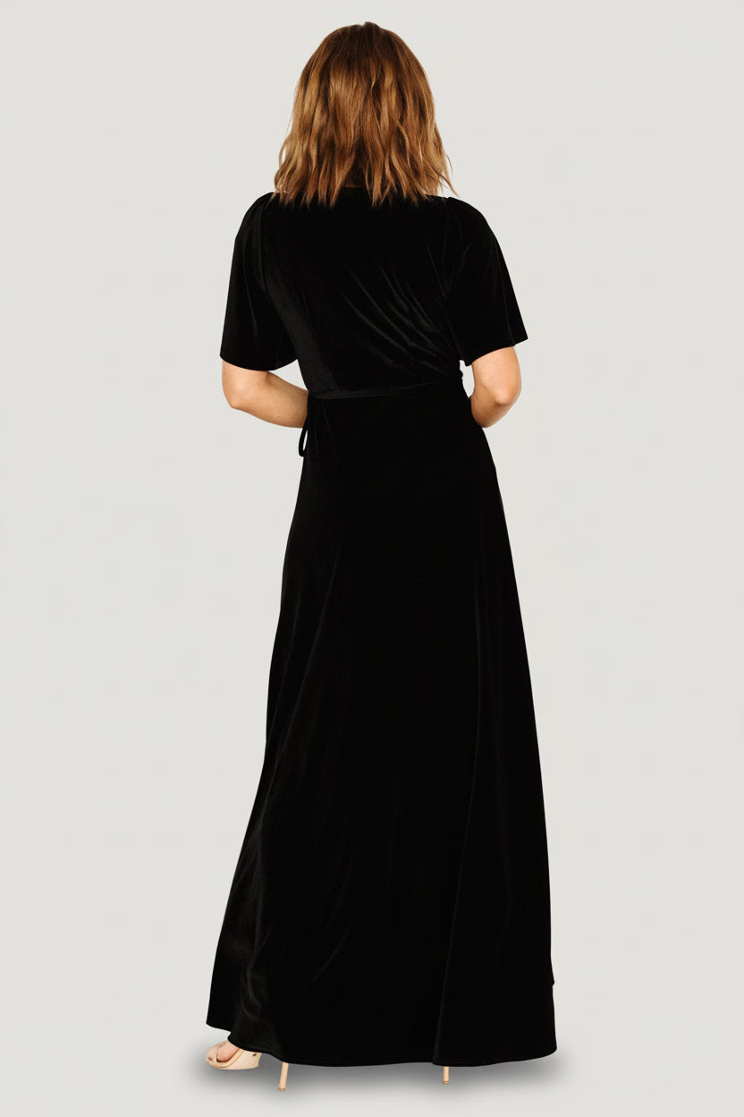 Katelyn Velvet Maxi Wrap Dress | Baltic Born Black