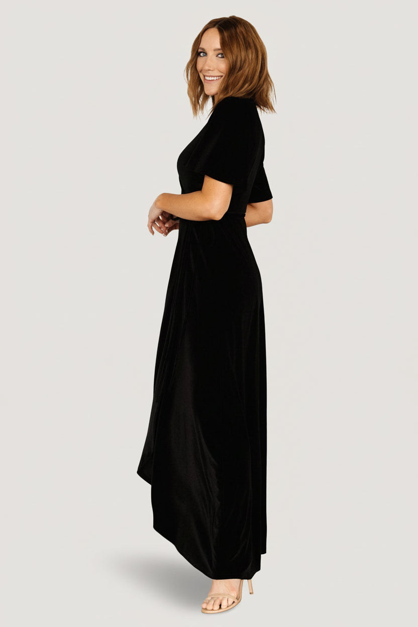 Katelyn Velvet Maxi Wrap Dress | Baltic Born Black