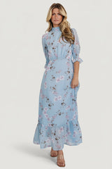 Marie Mock Neck Maxi Dress | Baltic Born Sky Blue Floral