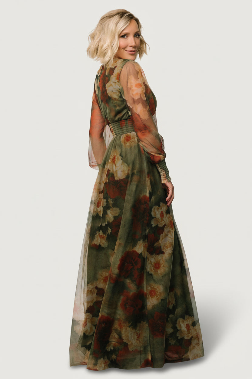 Layla Tulle Maxi Dress | Baltic Born Olive + Rust