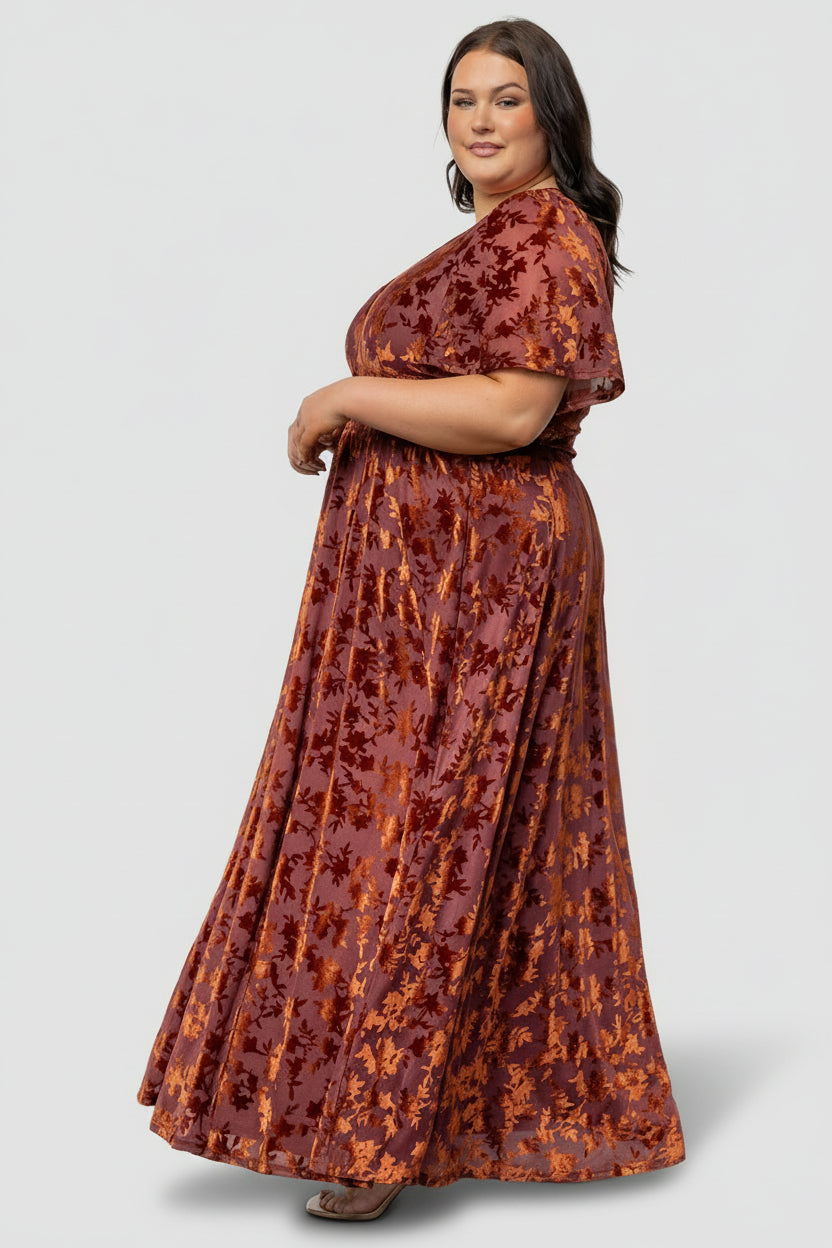 Veronica Velvet Maxi Dress | Baltic Born Rust