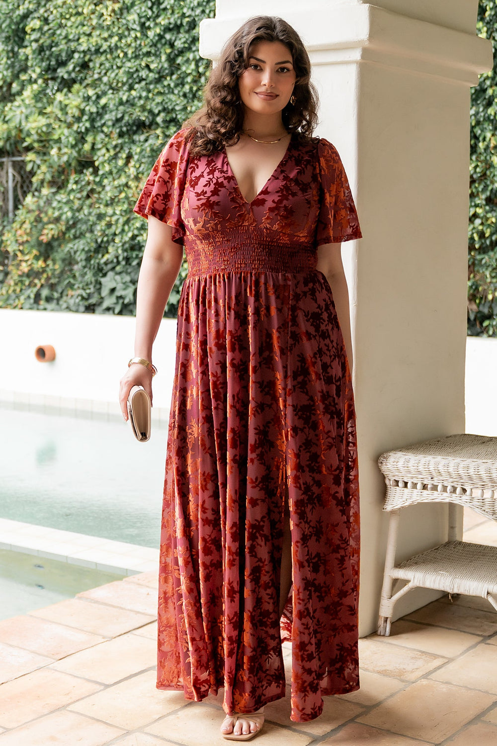 Veronica Velvet Maxi Dress | Baltic Born Rust