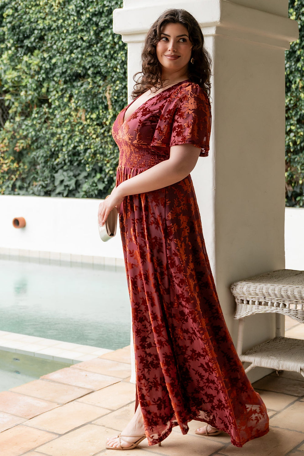 Veronica Velvet Maxi Dress | Baltic Born Rust