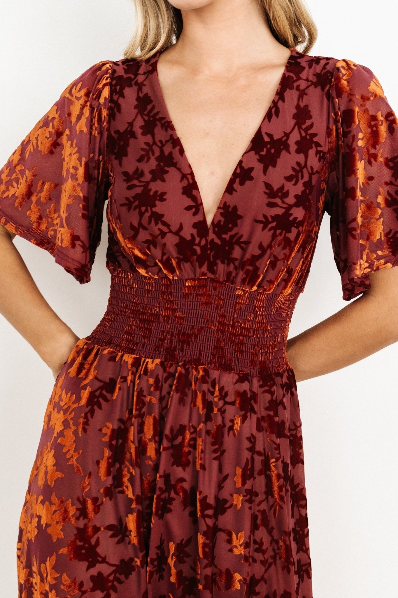 Veronica Velvet Maxi Dress | Baltic Born Rust