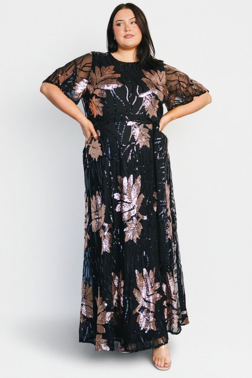Muse Sequin Maxi Dress | Baltic Born Black + Rose