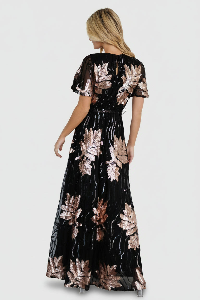 Muse Sequin Maxi Dress | Baltic Born Black + Rose