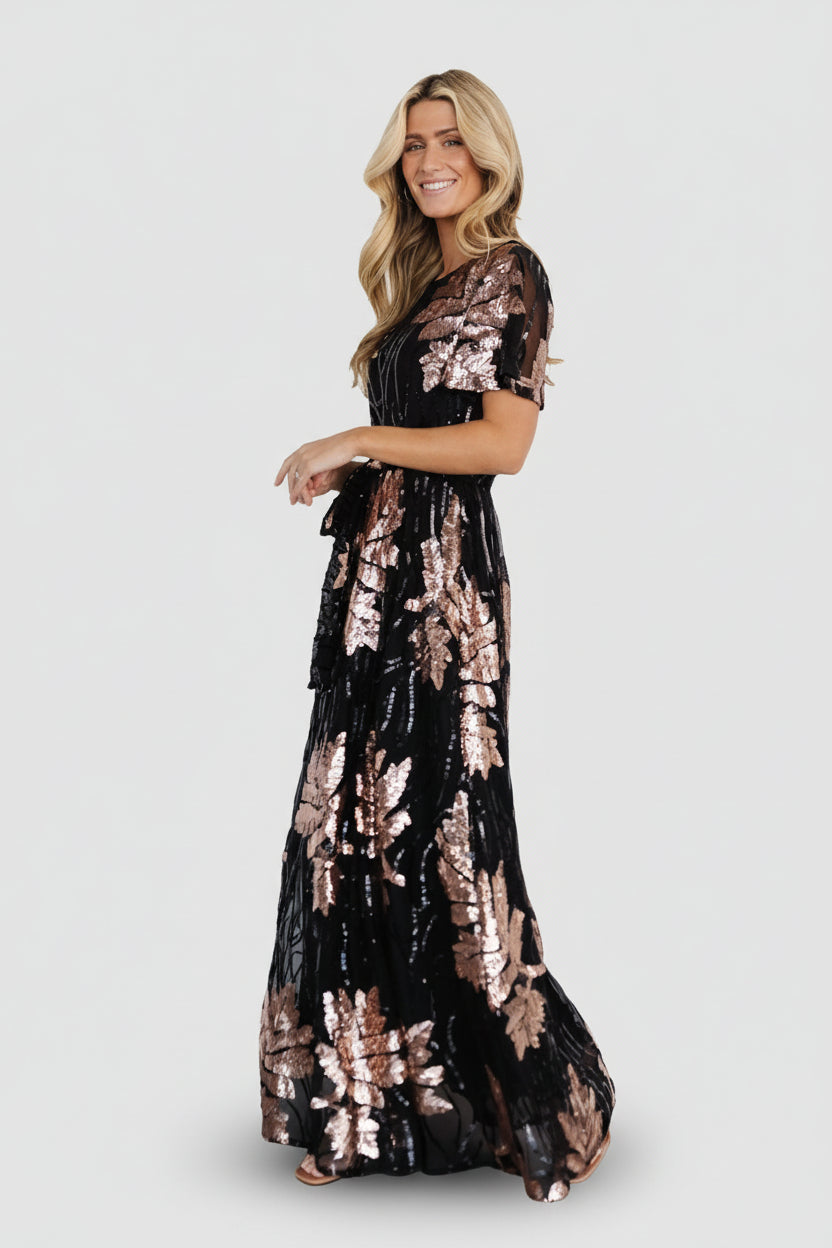 Muse Sequin Maxi Dress | Baltic Born Black + Rose
