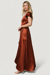 Krystal Satin Wrap Gown | Baltic Born Cinnamon