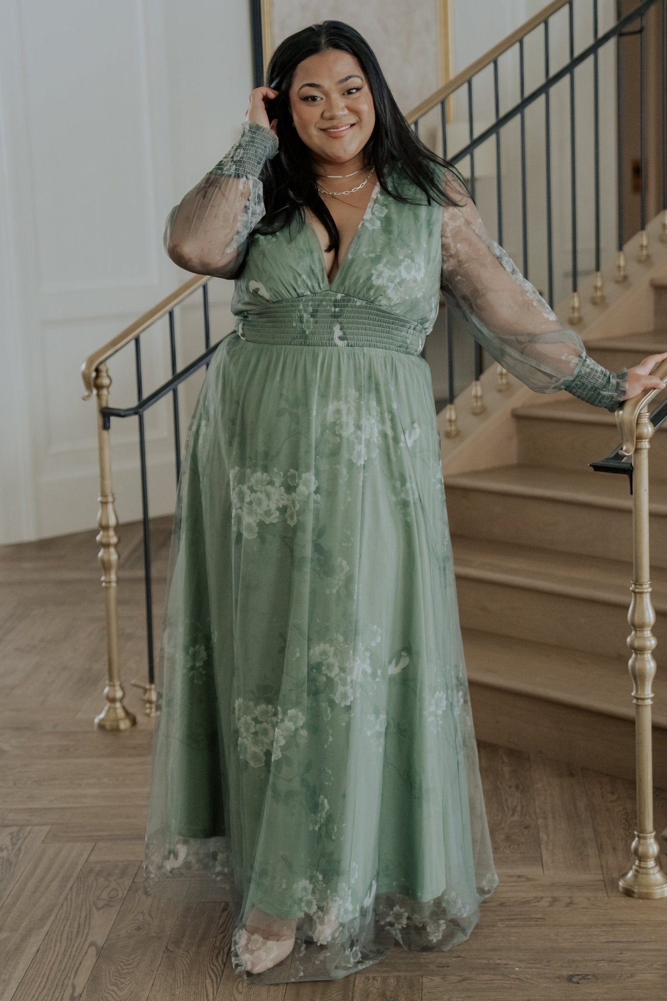 Layla Tulle Maxi Dress | Baltic Born Dusty Green Floral