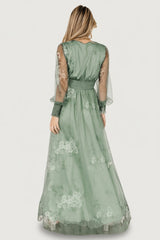 Layla Tulle Maxi Dress | Baltic Born Dusty Green Floral