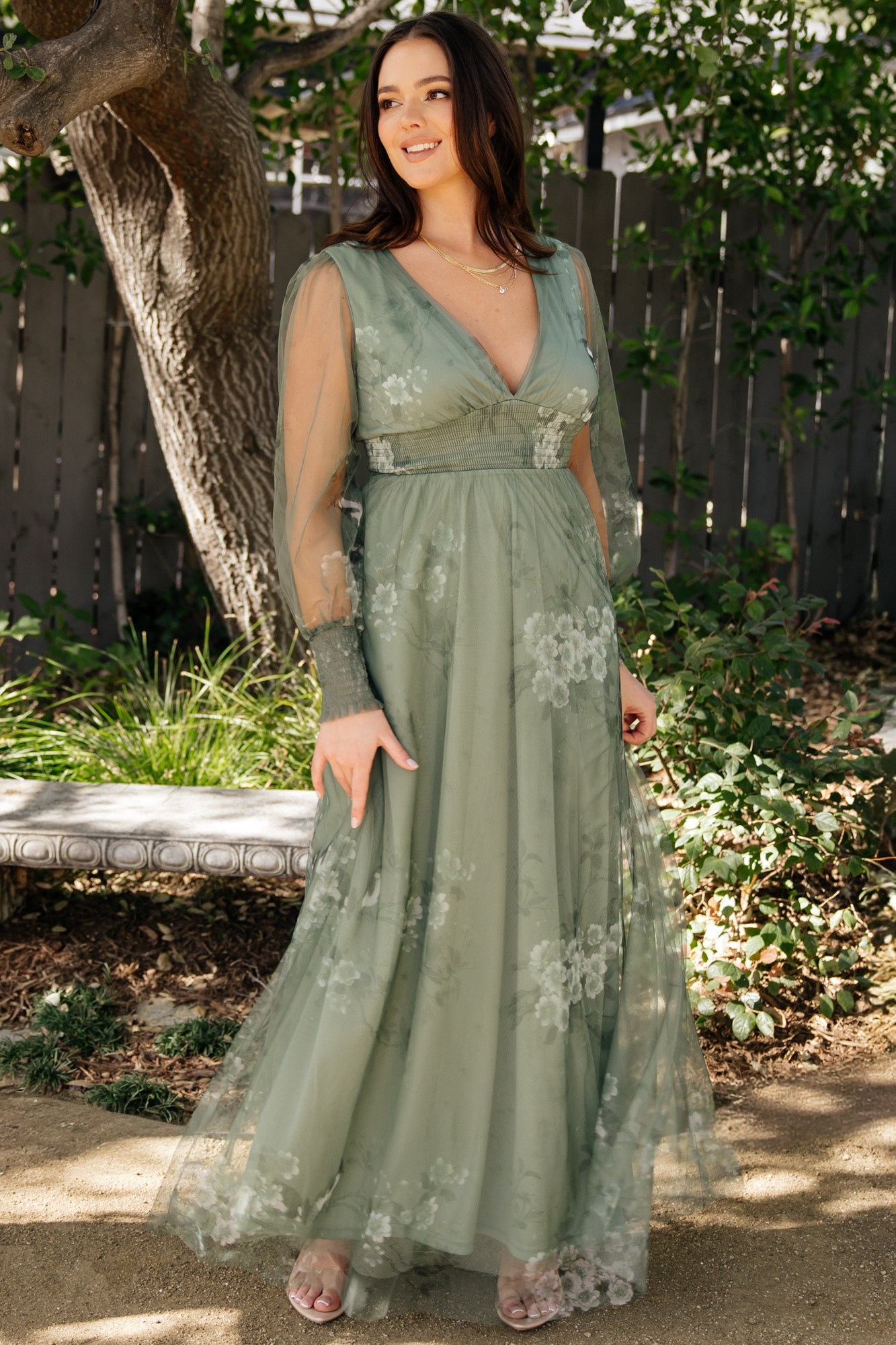 Layla Tulle Maxi Dress | Baltic Born Dusty Green Floral