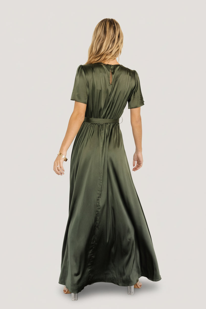 Agnes Satin Maxi Dress | Baltic Born Juniper Green