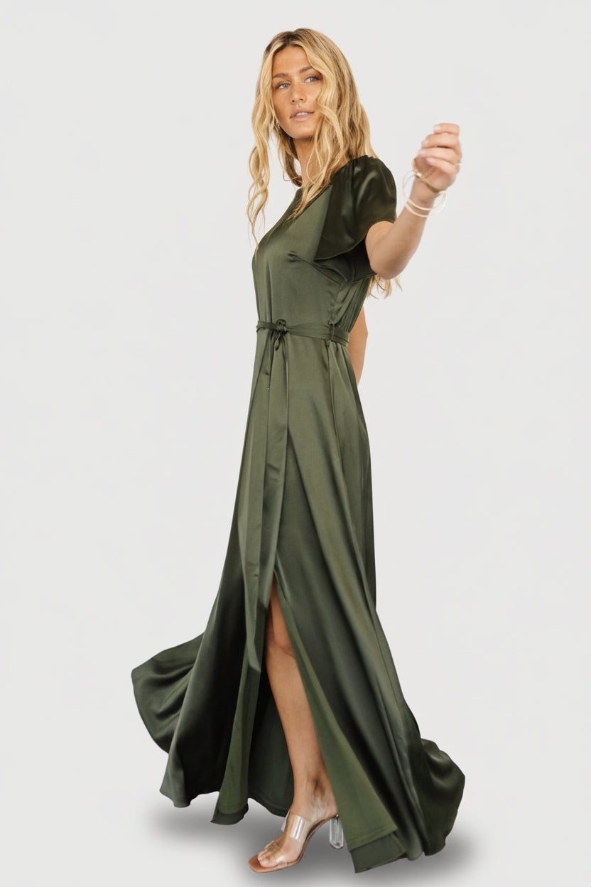 Agnes Satin Maxi Dress | Baltic Born Juniper Green