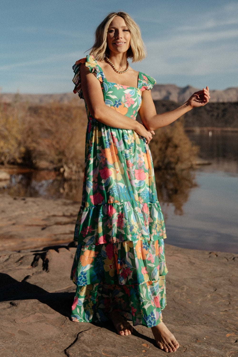 Monte Tiered Maxi Dress | Baltic Born Green Multi