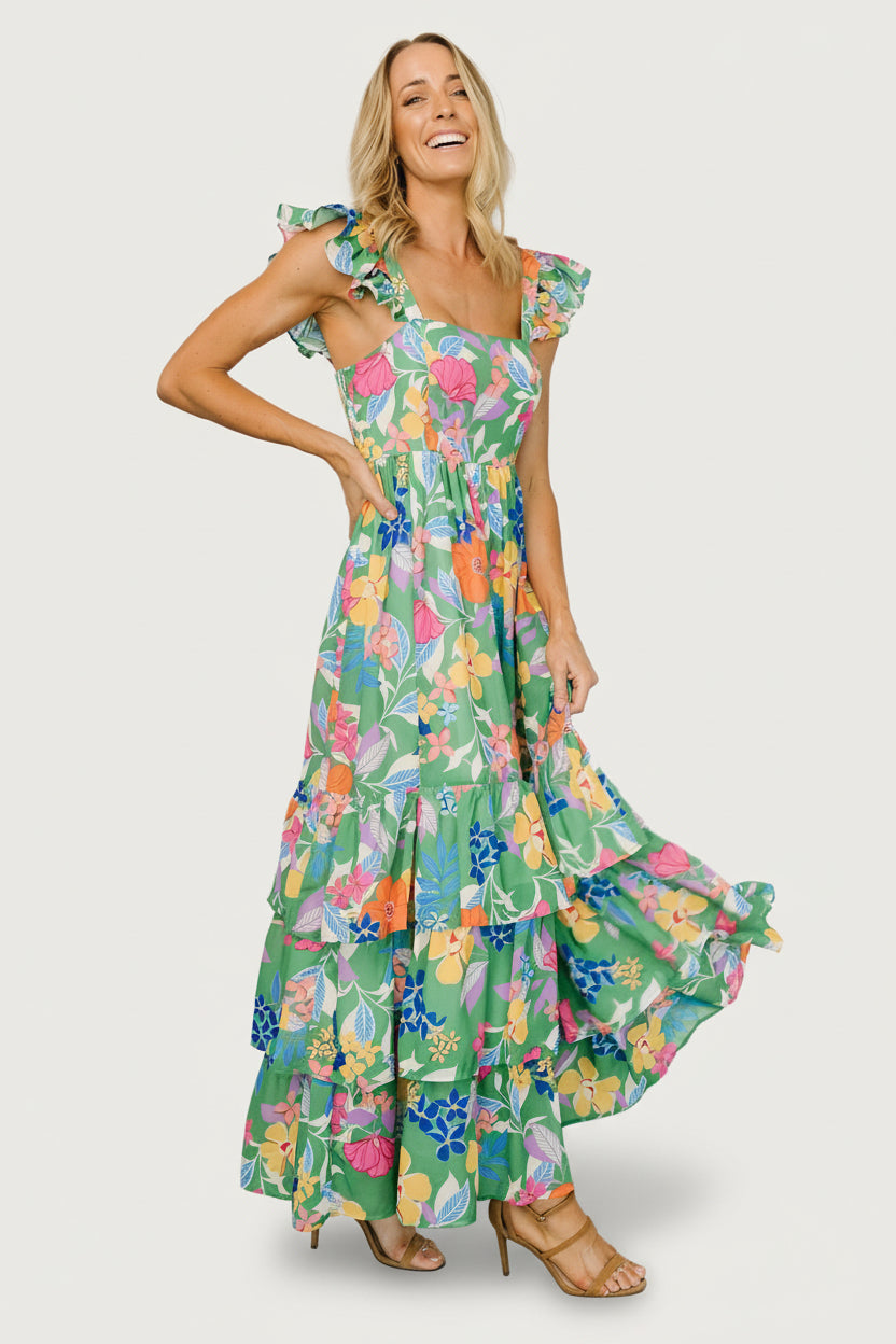 Monte Tiered Maxi Dress | Baltic Born Green Multi