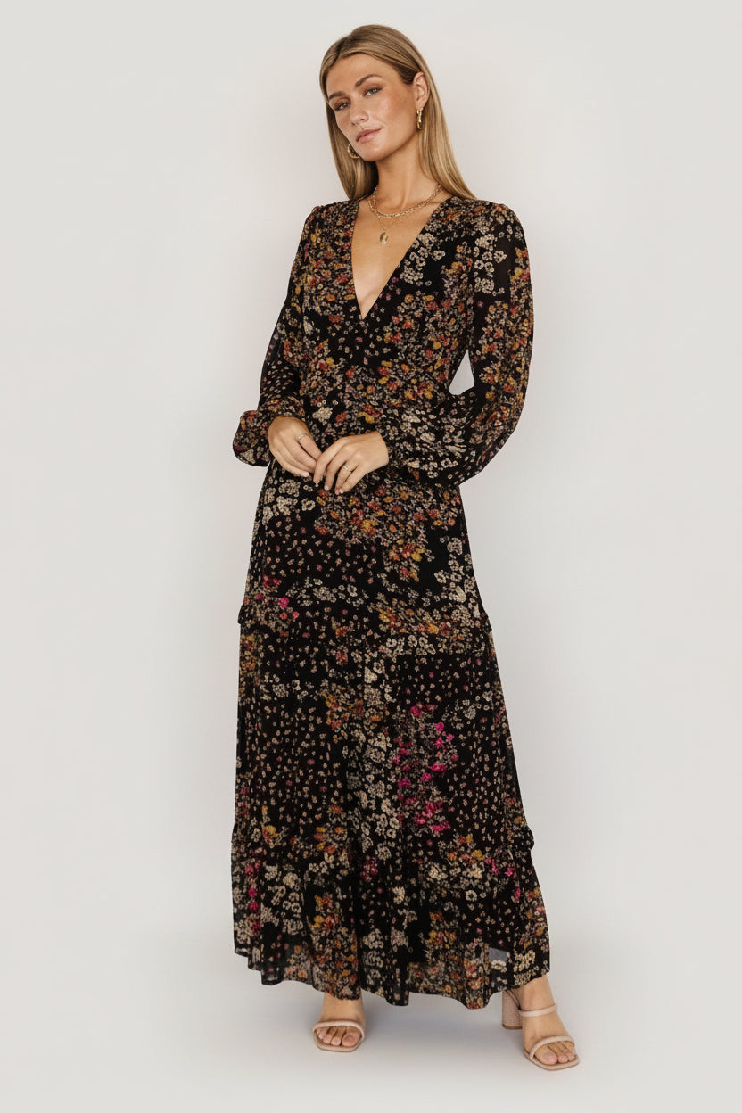 Bowman Deep V Maxi Dress | Baltic Born Black Multi